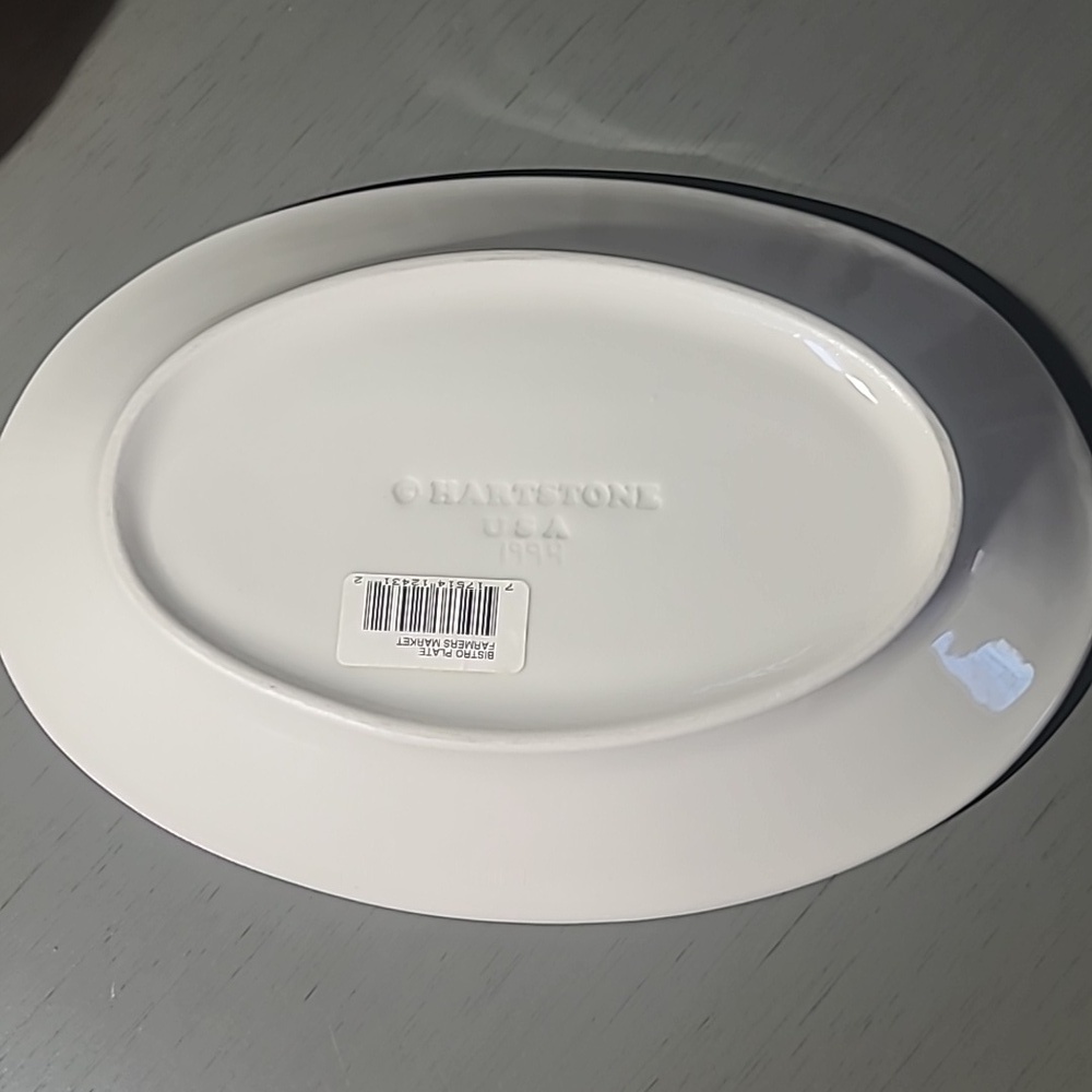 vintage Hartstone Pottery oval serving platter hand-painted With 3 Pepper Crocks - Picture 11 of 12
